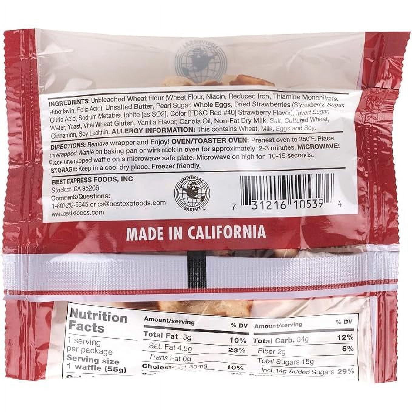 Universal Bakery Strawberry Belgian Waffles 12ct