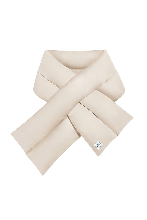 Scarf Adult Winter Solid Neck Protection Outdoor Windproof and Warm Down Cotton Scarf Beige
