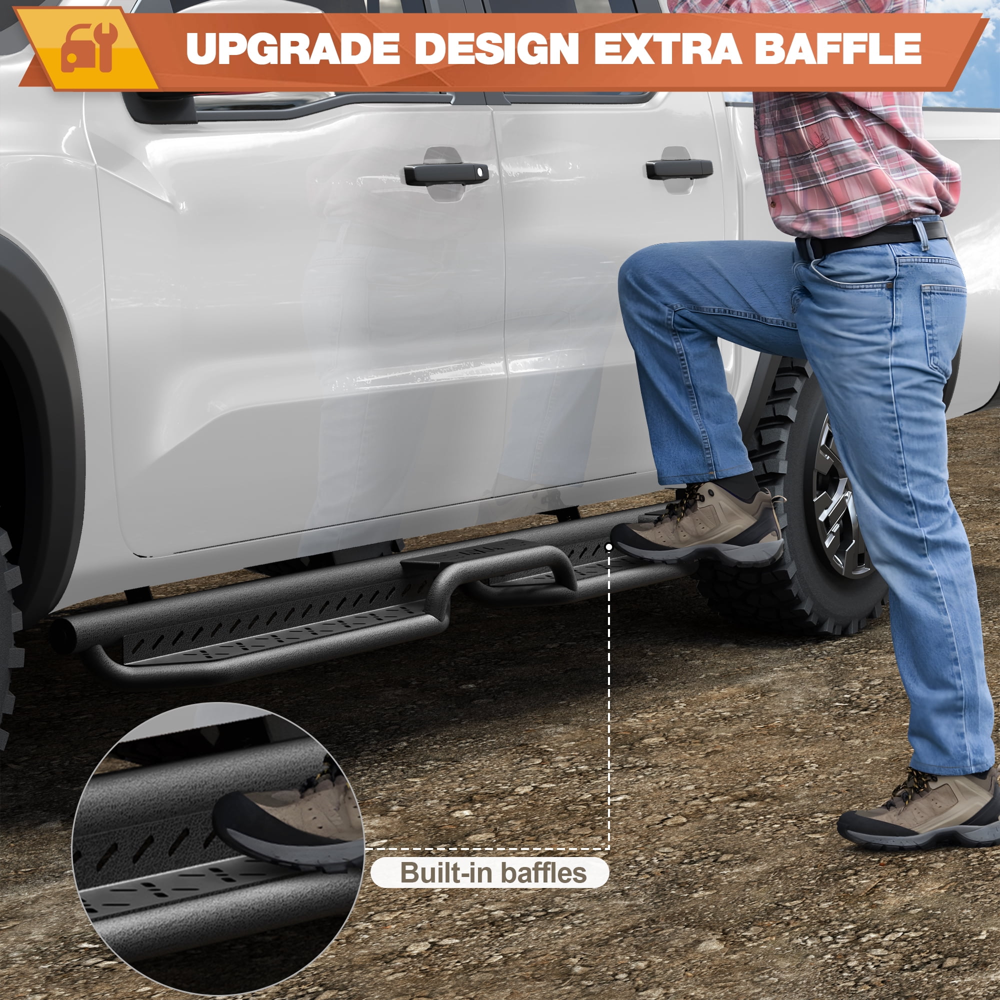 POFENZE Running Boards Side Steps Compatible with Nissan Frontier 2005-2024 Crew Cab Black Nerf Bars
