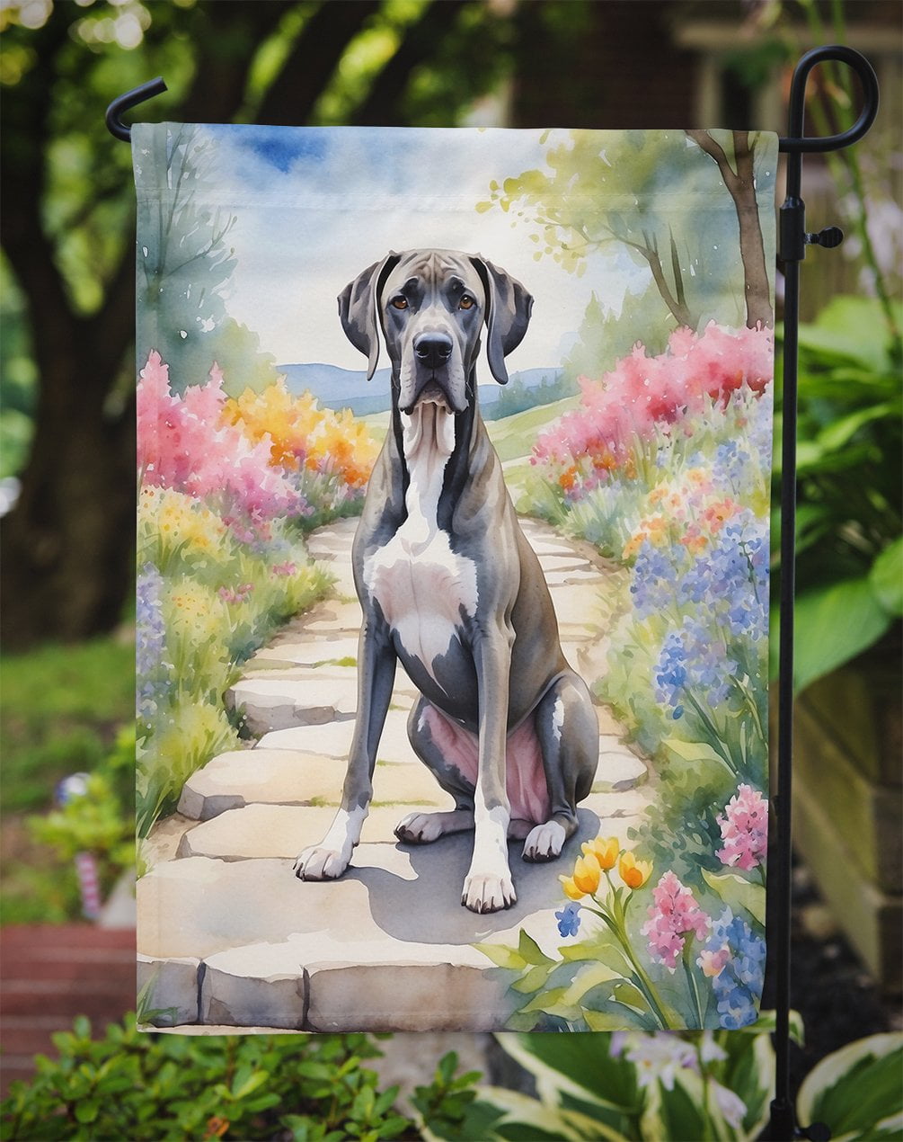 Great Dane Spring Path Garden Flag 11.25 in x 15.5 in