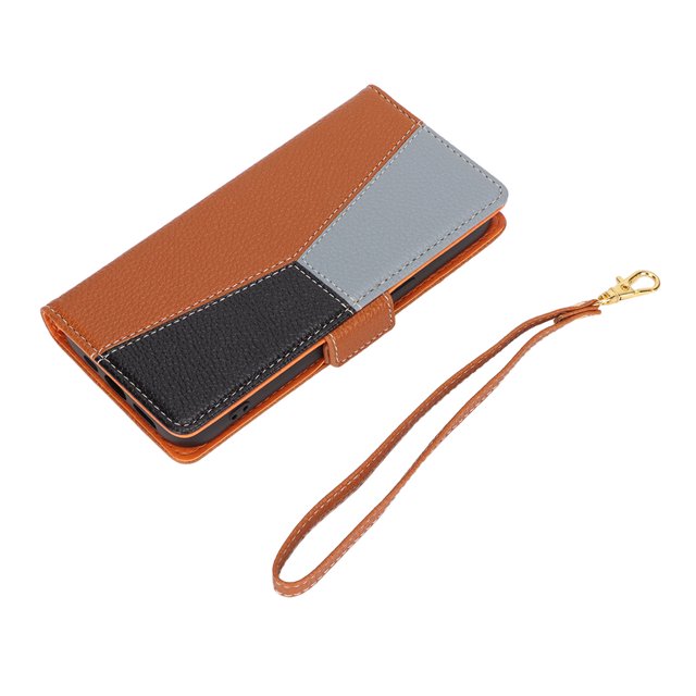 Caja Del Teléfono Del Tirón De La Tarjeta De La Cartera De Costura Cubierta De La Cubierta Del Teléfono De La Hebilla Magnética Para Iphone 13Brown