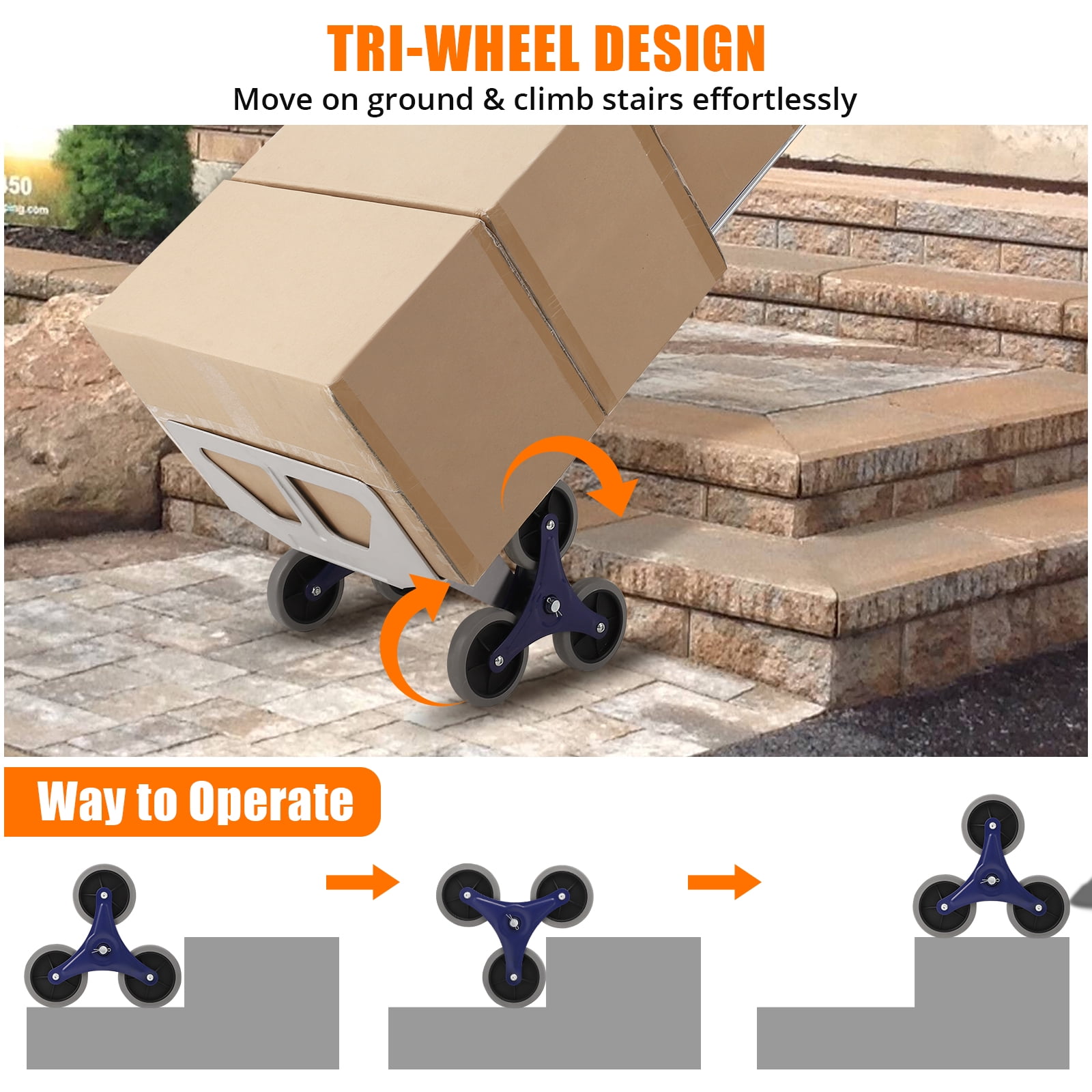 Mescukay Heavy Duty 650 lbs Hand Truck, 2-in-1 Convertible Design, Triangle Wheel Stair Climber, Aluminum Cart with Dual Handles for Moving, Warehouse, Shopping