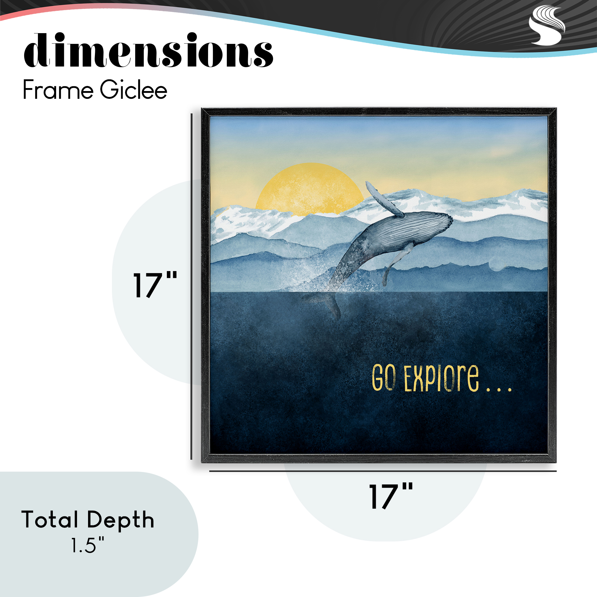 Go Explore Whale Breach Black Framed Giclee Art, design by Brett Blumenthal