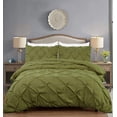 thumbnail image 2 of Chezmoi Collection Berlin Olive Green Pinch Pleat Queen Comforter Set, 3-Piece, Soft Pintuck, Lightweight All Season Microfiber Bedding, 2 of 9