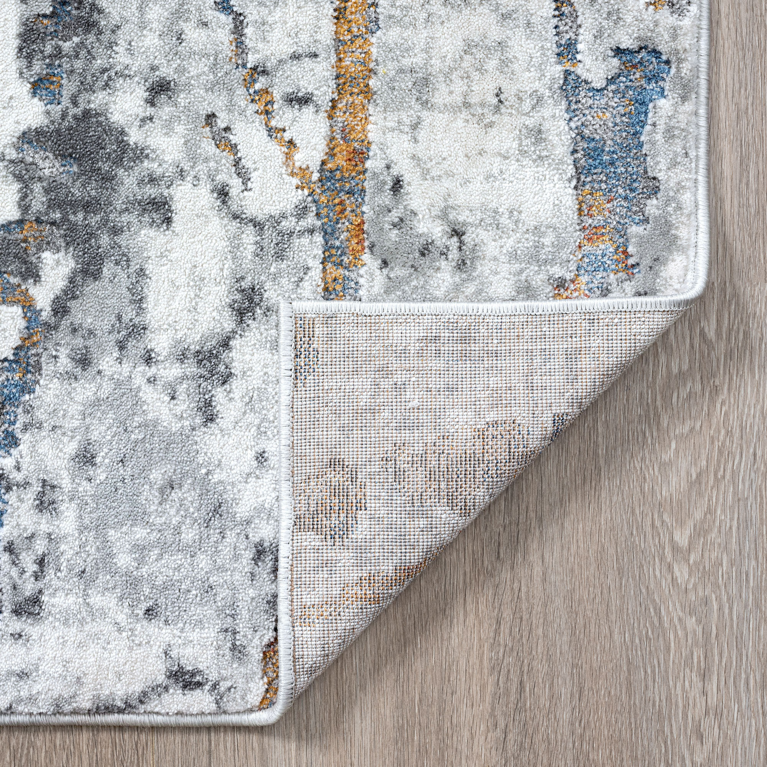 Contemporary 5x8 Area Rug (5'3'' x 7'3'') Abstract Gray, Teal Living Room Easy to Clean