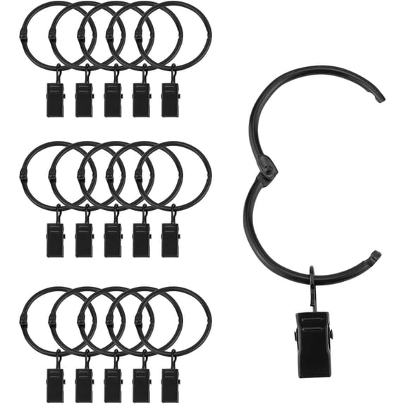 Fzchyzoar 36 Pack Openable Curtain Rings with Clips Metal Hangers Ring 2 inch Interior Diameter Rust Proof for Heavy Duty Vintage Decorative Drapery Eyelet