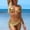 A1128 Yellow, variant on Bikini Sets for Women Metallic Shimmer 2 Piece Bathing Suits with Sarong Skirt Cover Up Halter Triangle High Cut Flattering Beachwear