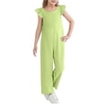 thumbnail image 5 of Delliss Girls Jumpsuits Ruffle Sleeveless Strap Casual Loose Overalls One Piece Wide Leg Pants Rompers 5-15 Years, 5 of 8