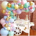 thumbnail image 1 of Kit de guirnalda de arco de globos en colores pastel, globos en colores pastel de color macarrón de 5 ", 12" y 18 pulgadas, diferentes tamaños y globos de confeti dorados para bodas, cumpleaños y, 1 of 5