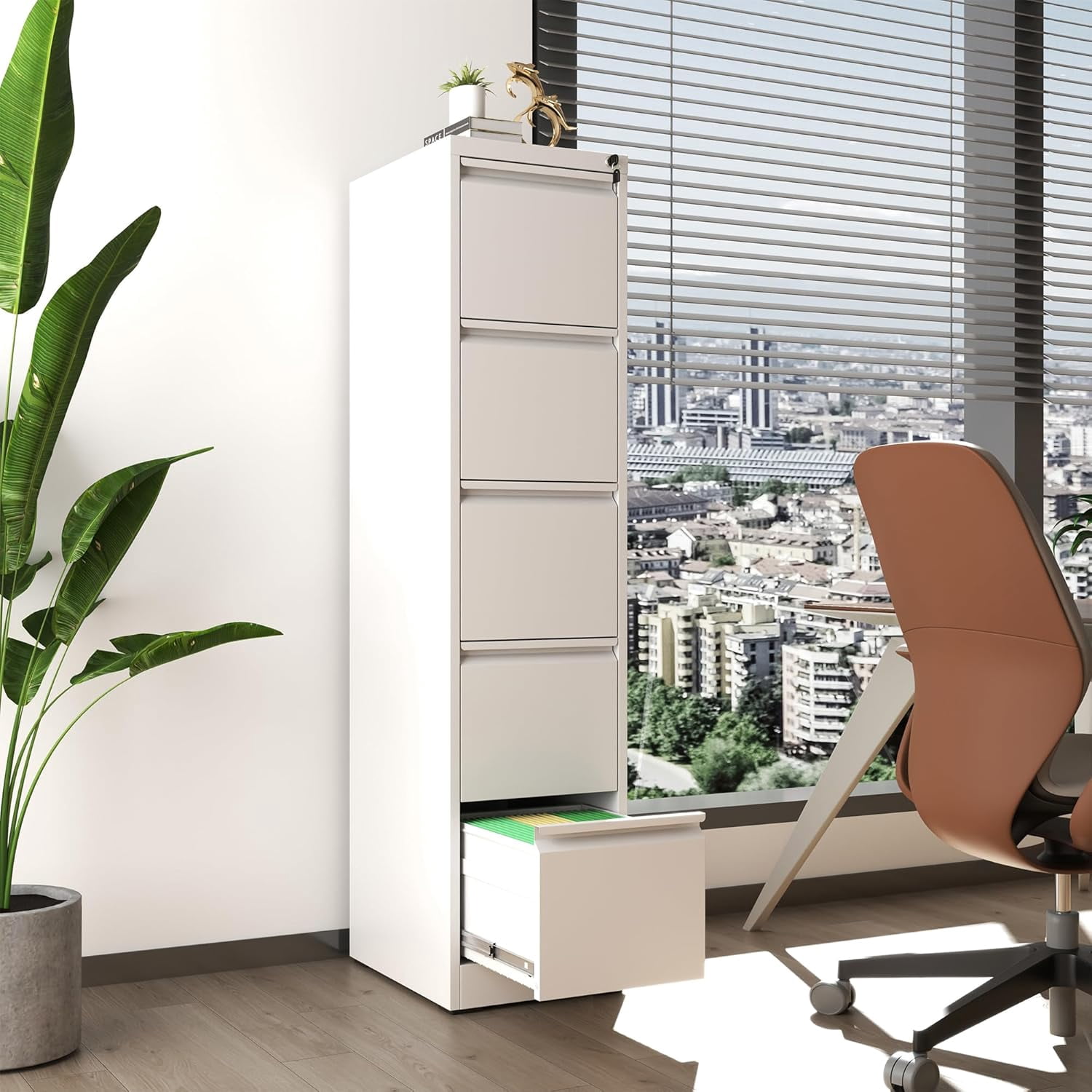Vertical File Cabinets with Lock for Home Office, Heavy Duty Office Steel Filing Cabinet for Hanging Letters/Legal/A4, Assembly Required