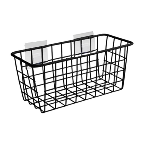 Cesta de alambre colgante de metal, decoración rústica de granja para armarios de despensa y dormitorio. Negro