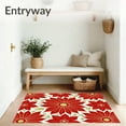 thumbnail image 3 of ODIKA 5'x7' Machine Washable Non-Slip Area Rug, Vintage Poinsettia Blossom Floor Covering with Seasonal Floral Print High Traffic Rug with Pad, Red, 623139, 3 of 8