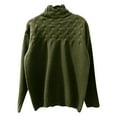 thumbnail image 4 of Ediodpoh Ladies Solid Color Fashionable Cable Knit Round Neck High Neck Long Sleeve Sweater Womens Sweaters Green S, 4 of 4