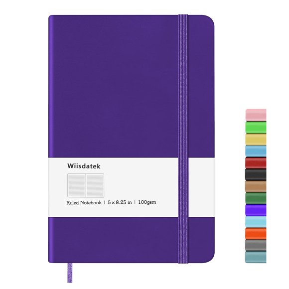 Cuaderno Wiisdatek 13 x 21 cm con tapa dura de cuero y papel de 100 g/m²