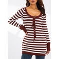 thumbnail image 4 of Liacowi Women Long Sleeve T-shirt Stripe Print Pullover Casual Tops Streetwear, 4 of 9
