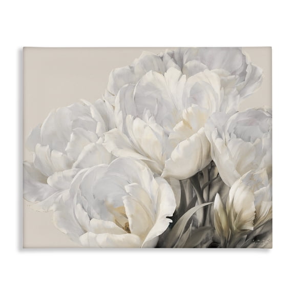 Stupell Industries White Roses Sprouting Floral Painting Wrapped Canvas Canvas Art Print Wall Art, 20 x 16