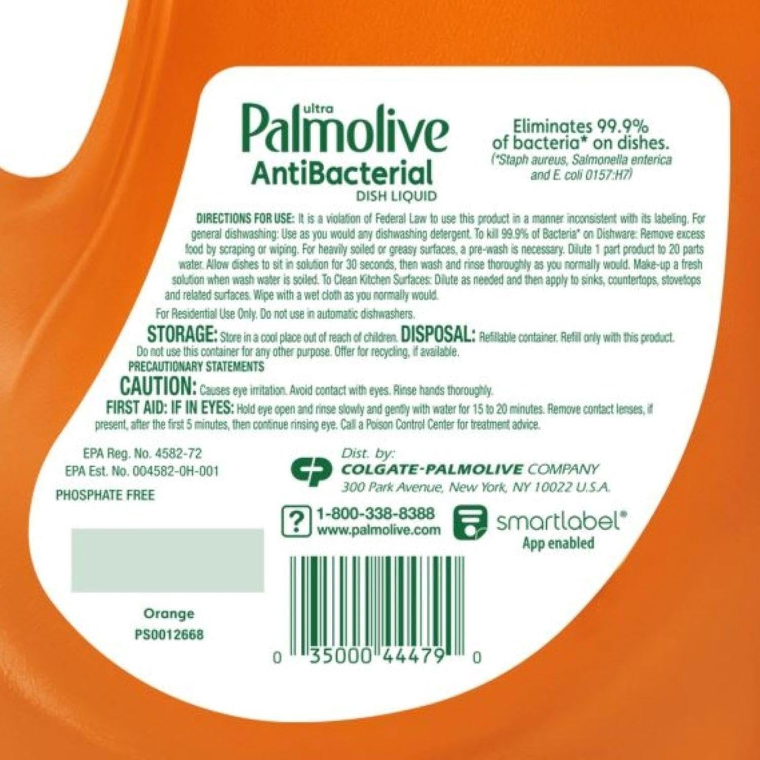 Ultra Palmolive Antibacterial Dishwashing Liquid Dish Soap Refill 102 Fl. Oz. Kills 99.9% of Bacteria, bundled with Heavy Duty Scotch Brite Sponge