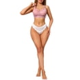 thumbnail image 2 of INSPIRE CHIC Women's Lace V-Neck Full Coverage Bra Wireless Push Up Soft Cup Breathable Minimizers B 42 Dusty Pink, 2 of 5