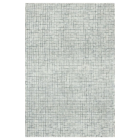 Laddha Home Designs 5' x 7.75' Ivory and Tan Jungle Grid Hand Loomed Rectangular Wool Area Throw Rug