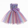 thumbnail image 2 of NIEWTR Girls Tulle Ruffled Bow Dress Summer Wedding Birthday Formal Princess Party Outfits(Purple,6-7 Years), 2 of 9