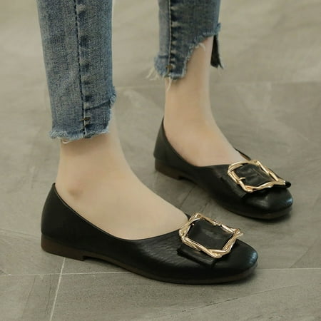 

Women Casual Solid Color Slip-On Flat Square Toe Sandals Work Single Shoes