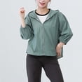 thumbnail image 3 of TGSLY Women's Hooded Jacket Lightweight Zip-Up Solid Color Fall Hoodies Relaxed Casual Puff 3/4 Sleeve Outdoor Hooded Coat with Elastic Cuffs XXL, 3 of 6