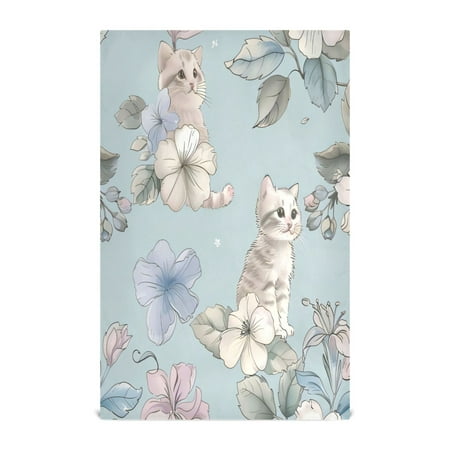 

Kitchen Towel 28x18 Inches x4，Plate Towel Decorative Towel Napkin Tea Towel Tea Towels For Kitchen Dish Cloths & Dish Towels Flowers and Cat