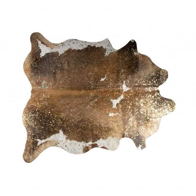 homeroots home decor 388525 6' X 7' Brown White and Gold Natural Cowhide Area Rug