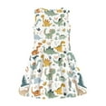thumbnail image 4 of FOR U DESIGNS Cartoon Dinosaur Girls Sleeveless A Line Dress Summer Spring Beach Outfits Cute Flare Midi Dress Casual Dress Shirts for Kids Toddler 15-16 Years, 4 of 6