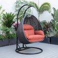 thumbnail image 3 of LeisureMod Mendoza Charcoal Wicker Patio Double Swing Chair in Cherry, 3 of 11