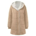 thumbnail image 5 of adviicd Womens Winter Long Coats Teddy Fleece Lined Jacket Plus Size Warm Thicken Hooded Windproof Quilted Puffer Jackets (Khaki, S), 5 of 6