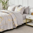 thumbnail image 3 of Flymme Grey Marble Comforter Sets Queen Size Bed in a Bag 7 Pieces Modern Gold Marble Texture Bedding Comforter Set with Sheets for All Season, 3 of 8