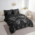 thumbnail image 3 of Feelyou Retro Black Bowknot Comforter Set 7pcs, Western Damask Flower King Bedding Sets, 3 of 8