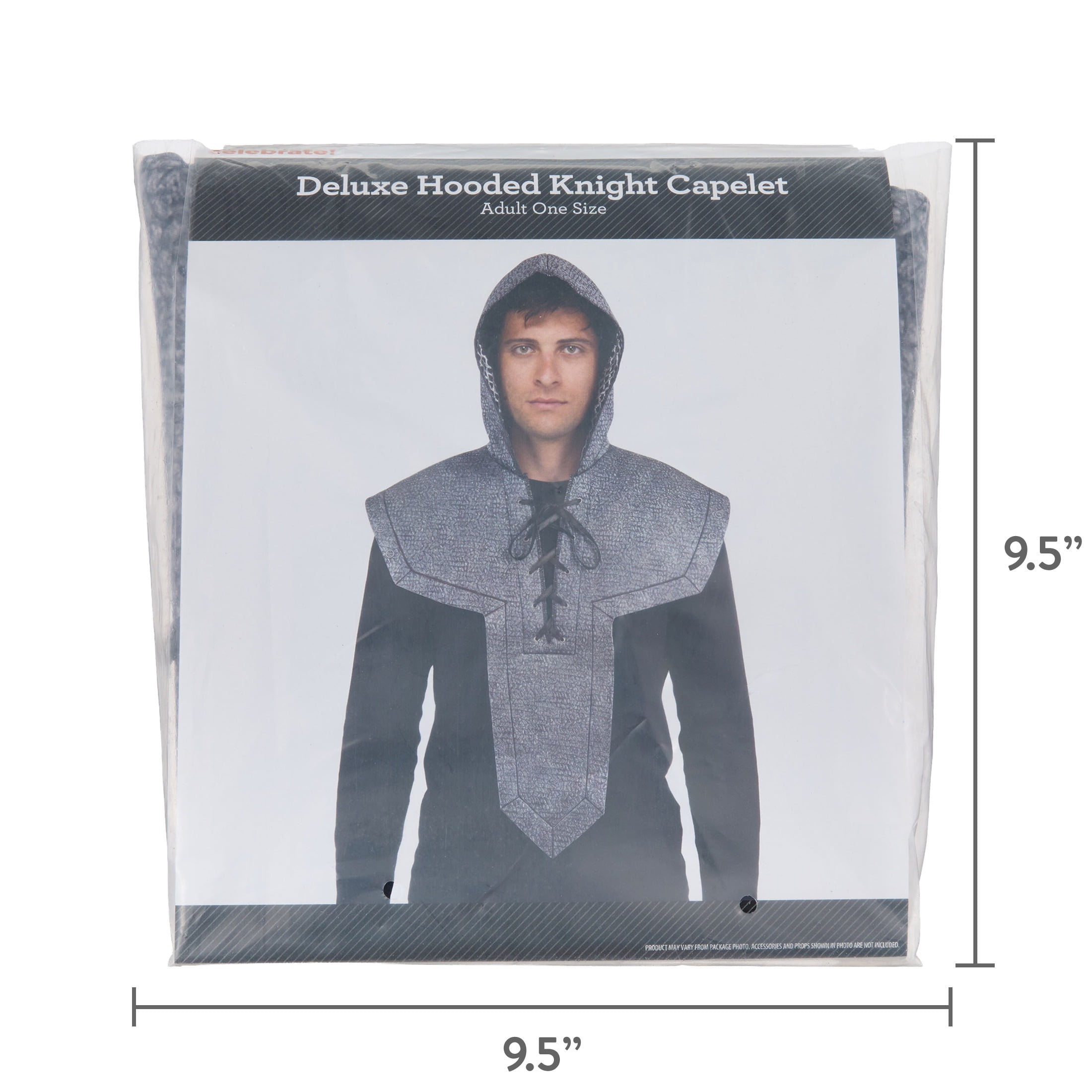 Deluxe Hooded Knight Capelet Costume Accessory for Adults, Gray, Halloween by Way To Celebrate