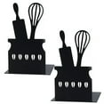 thumbnail image 6 of kjfeif Bookends, Book Ends for Shelves, Book Ends for Heavy Books, Book Shelf Holder Home Decorative, Metal Bookends Black 1 Pair, Book Stoppers, Heavy Bookends for Kitchen Cooking Lover Gifts, 6 of 7