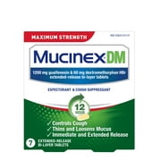 Mucinex DM 12-Hour Maximum Strength Expectorant & Cough Suppressant Tablets, 7 Ct
