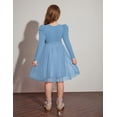 thumbnail image 5 of Arshiner Toddler Girls Tutu Dress Gigot Long Sleeves Fall Winter Belted Princess Party Tulle Dresses, 5 of 6