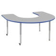 thumbnail image 1 of ECR4Kids 60in x 66in Horseshoe Everyday T-Mold Adjustable Activity Table Grey/Blue/Silver - Super Leg, 1 of 2
