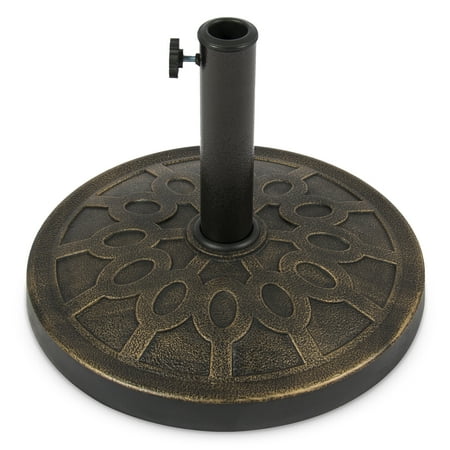 - Best Choice Products 18in Heavy Duty Round Steel Patio Umbrella Base Stand, 29lbs w/ Rust-Resistant Finish, Rustic Design - Bronze