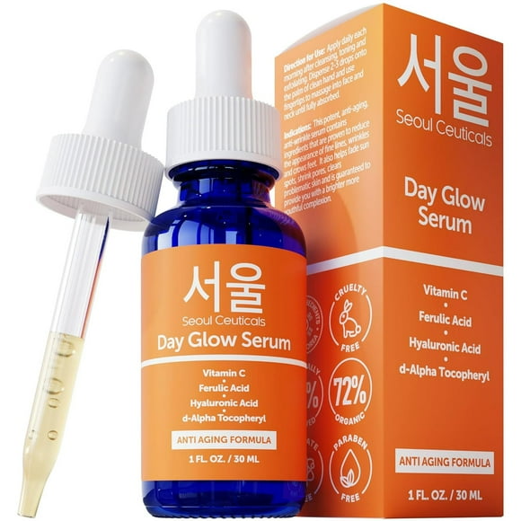 Seoul Ceuticals Korean Skin Care 20% Vitamin C Hyaluronic Acid Serum + CE Ferulic Acid - Potent Anti Aging, Anti Korean Beauty 1oz