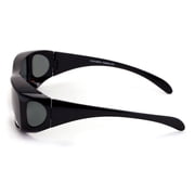 V.W.E. Polarized Fit Over Unisex Rectangular Sunglasses, Black Brown