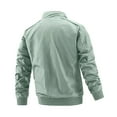 thumbnail image 3 of hopeusnice Men's Lightweight Stand Collar Long Sleeve Full Zip Plain Windproof Bomber Jacket with Pockets Mint Green XL, 3 of 3