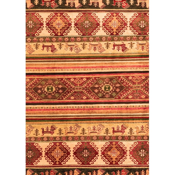 Ahgly Company Indoor Rectangle Oriental Orange Modern Area Rugs, 2' x 4'