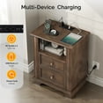 thumbnail image 5 of UBesGoo Nightstand with Charging Station for Bedroom,Side Table with 2-Drawer, Brown, 5 of 10