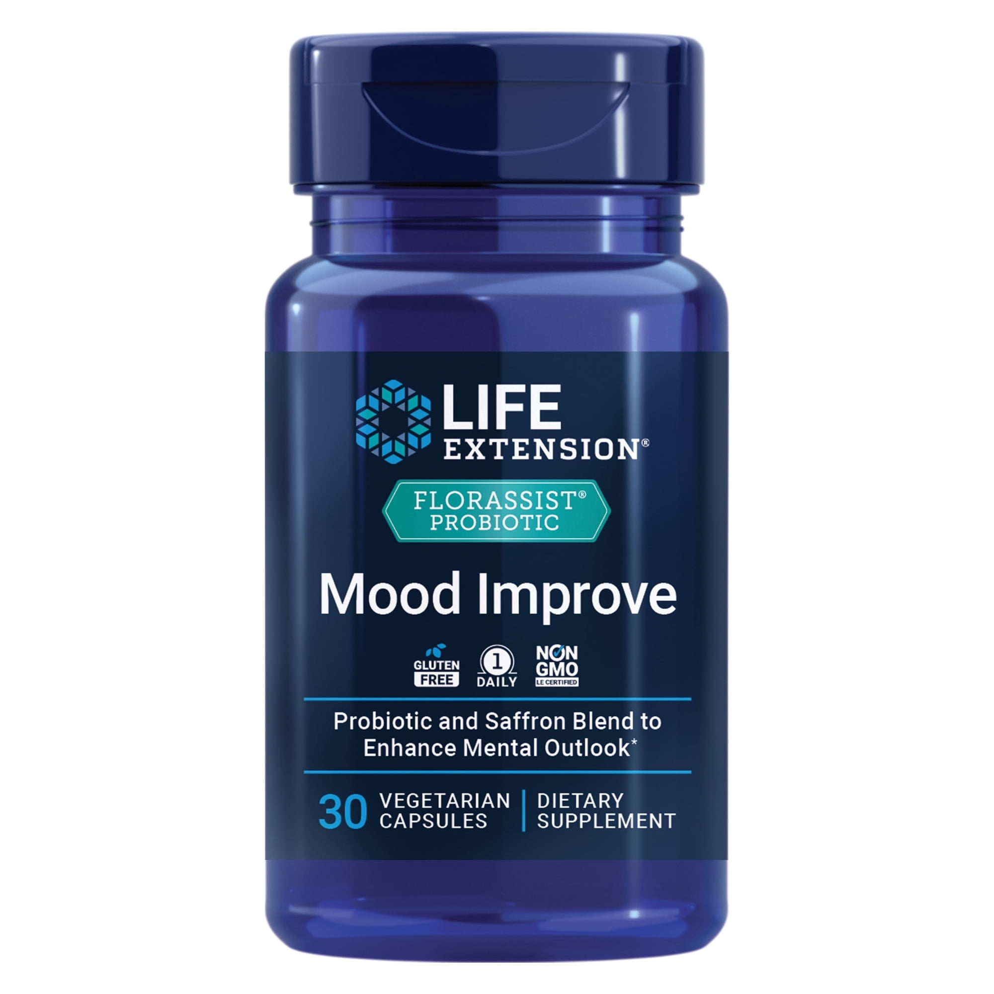 Life Extension FLORASSIST® Probiotic Mood Improve, probiotic and saffron blend enhances mood and mental outlook, non-GMO, gluten-free, 1 daily, vegetarian, 30 capsules