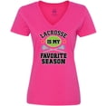 thumbnail image 3 of Inktastic Lacrosse Is My Favorite Season Women's V-Neck T-Shirt, 3 of 5