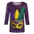 thumbnail image 5 of Penkiiy Carnival Blouse Women's Mardi Gras Fashion Printing Casual Round-Neck 3/4 Sleeve T-shirt Blouse 3XL Multicolor, 5 of 5