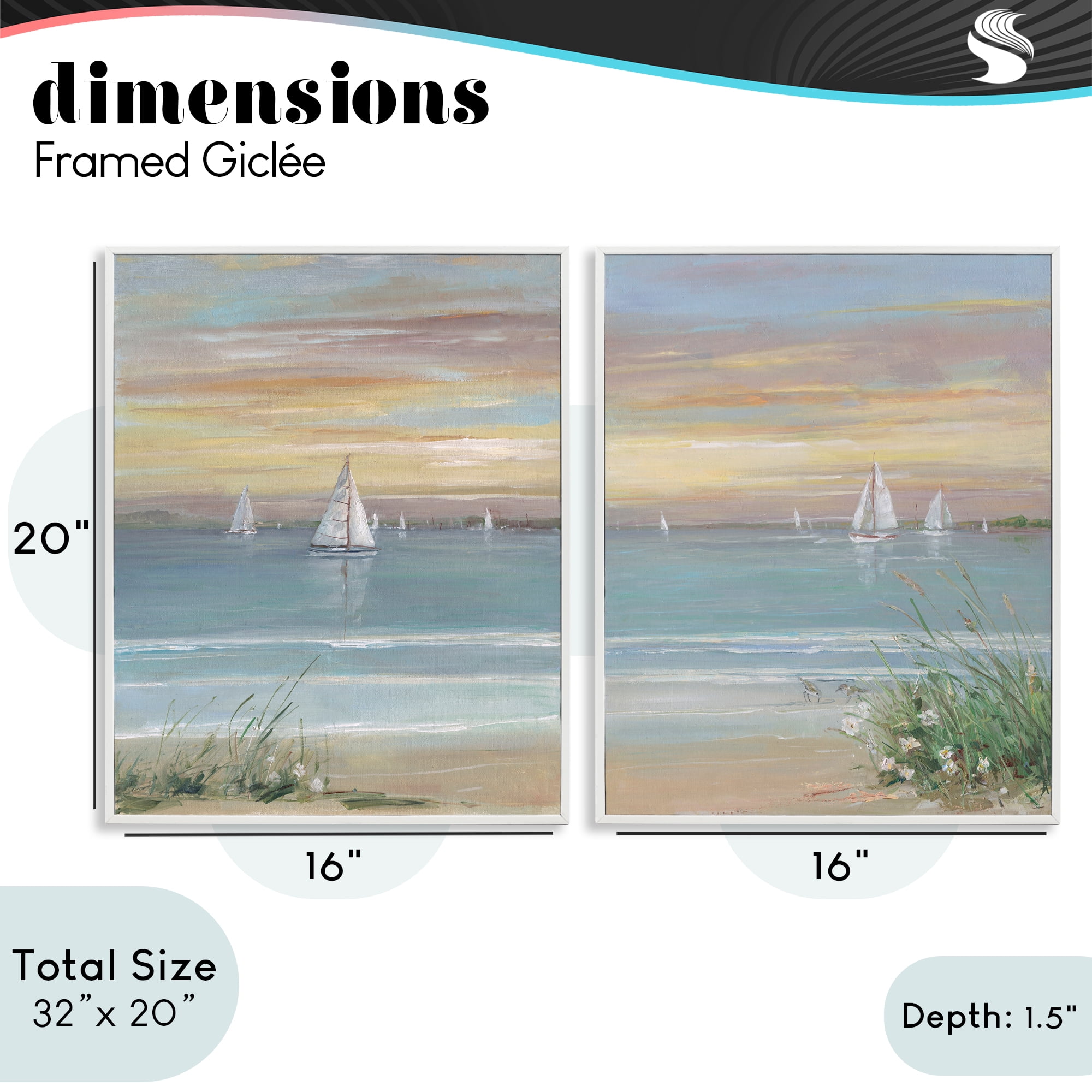 Stupell Industries Summer Shore Panorama 2 Piece White Framed Giclee Art Set, design by Sally Swatland
