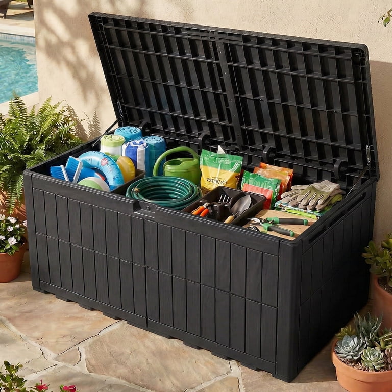 Dextrus 200-Gallon XL Resin Deck Box, Black photo 3