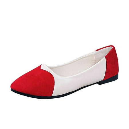 

TOWED22 Flats for Women Pointed Toe Women s Flats Square Topline Slip On for Fashion Dressy Comfort Office Work(Red 7)